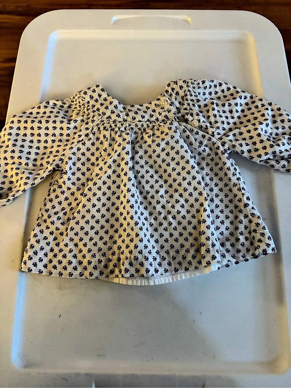 Kids Floral Blouse in White & Blue Like New
